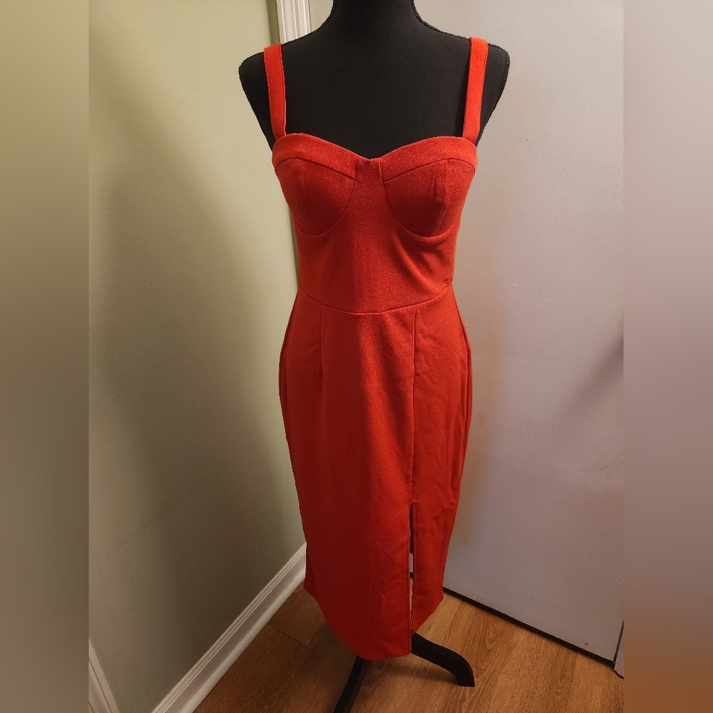 Red Dress with Slit on Skirt Medium
